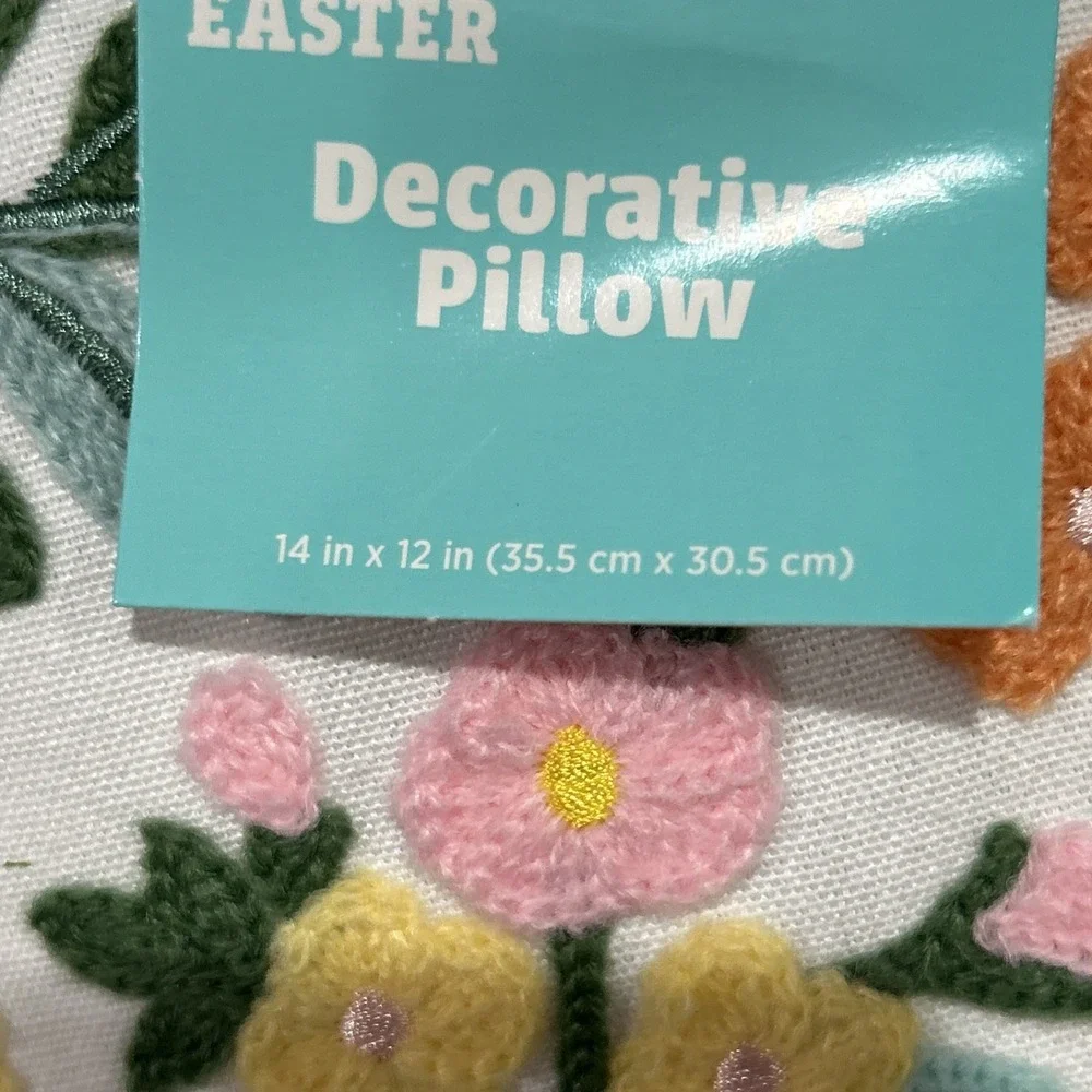 Easter Egg Accent Pillow‎ Embroidered Shabby Chic Farmhouse NEW